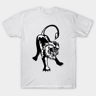 Angry Lion Crouching Retro T-Shirt